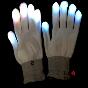 GUANTES LUMINOSOS EL PAR BLANCOS.